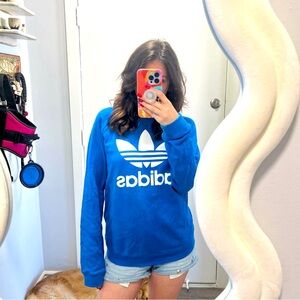 Adidas royal blue oversized sweatshirt; size S